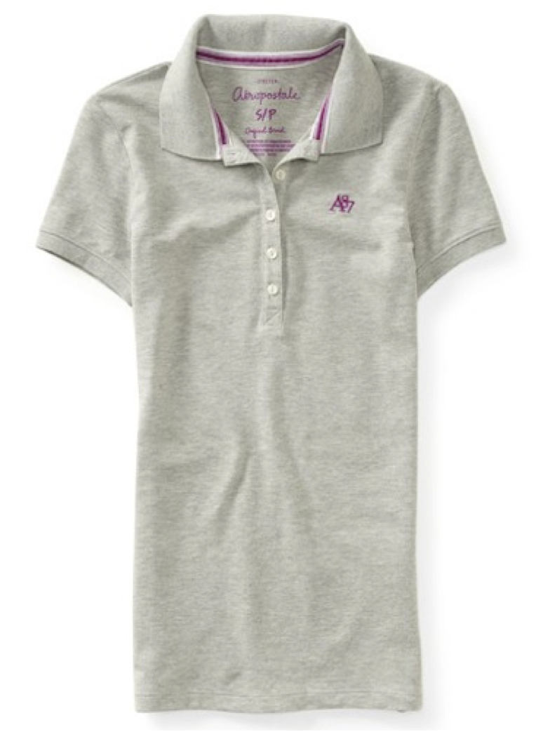 AEROPOSTALE WOMENS SOLID A87 POLO 5 BUTTON PIQUE STRETCH SCHOOL UNIFORM